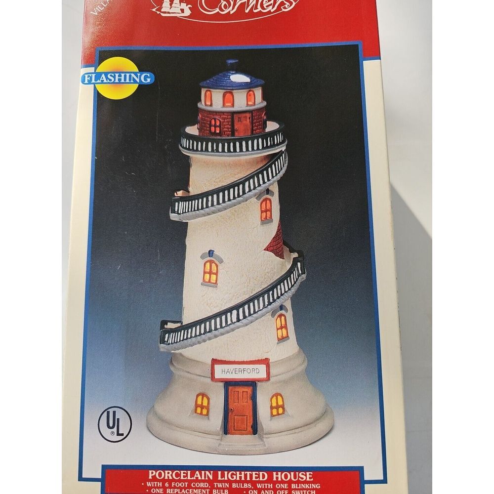 Lemax New Point Light House #95372 Retired 1999 Flashing‎ Rare Open Box